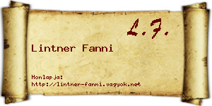 Lintner Fanni névjegykártya